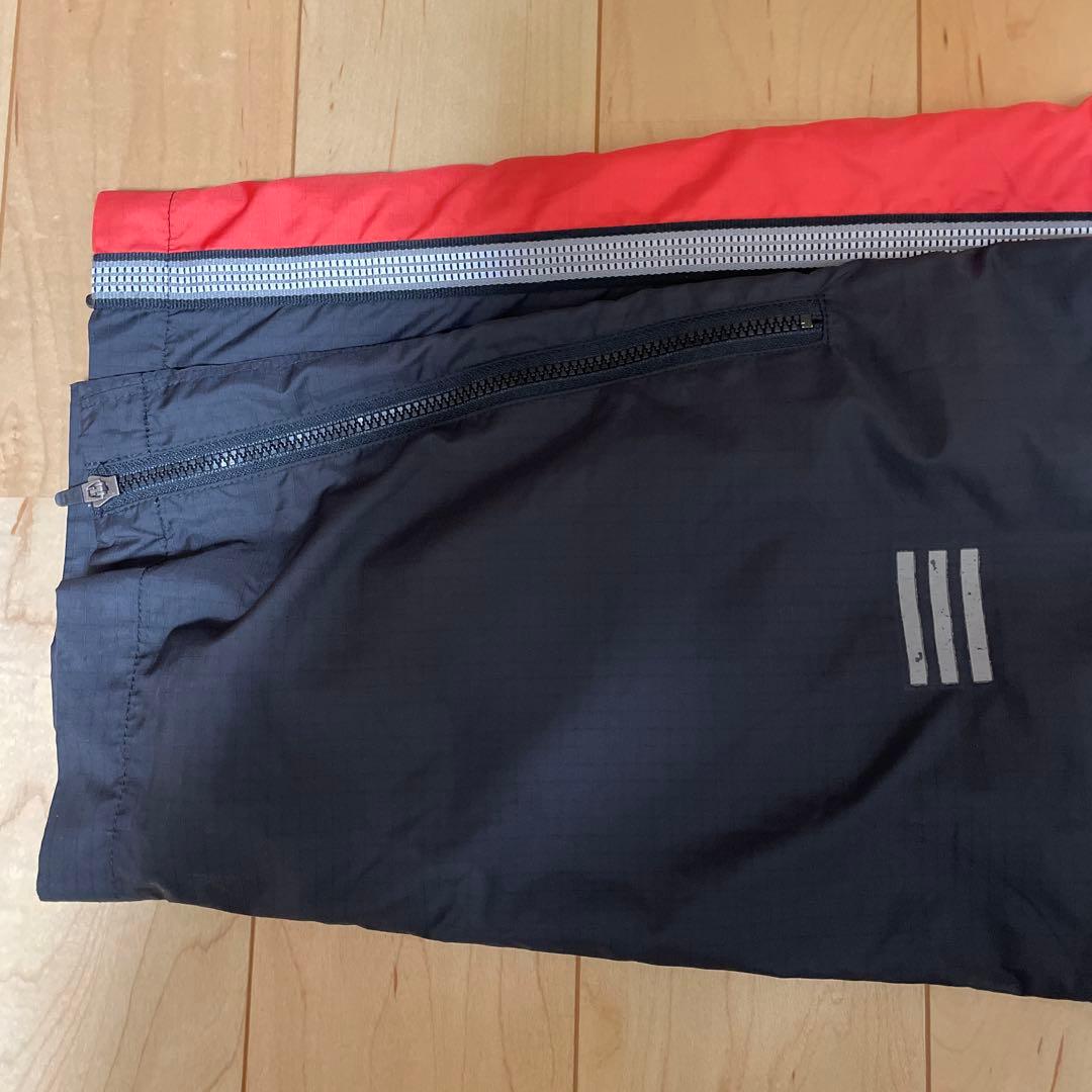 adidas ウインドブレーカー 上下セット ブラック レッド フード収納 M