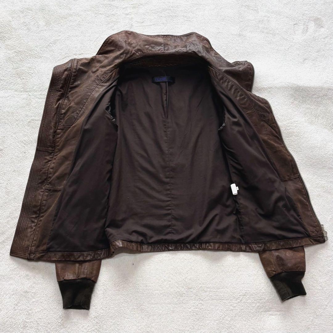 90s vintage leather jacket blouse 羊革 短丈