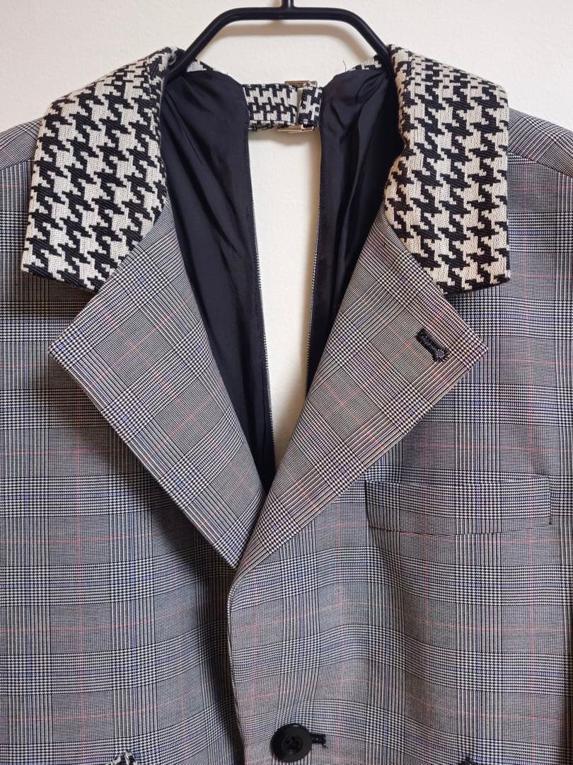 sacai チェック千鳥柄ドッキングコート　美品
