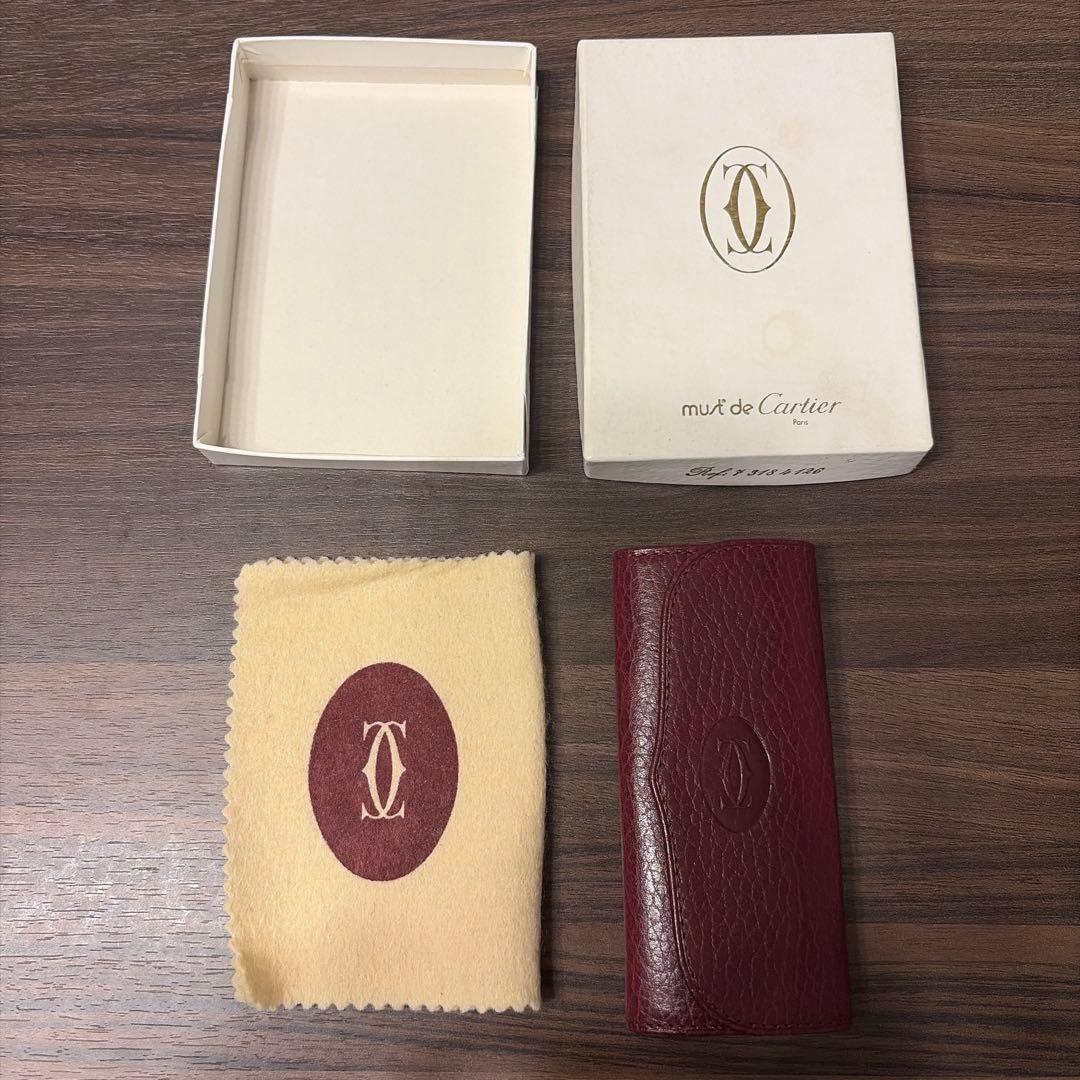 Cartier バーガンディ レザー キーケース