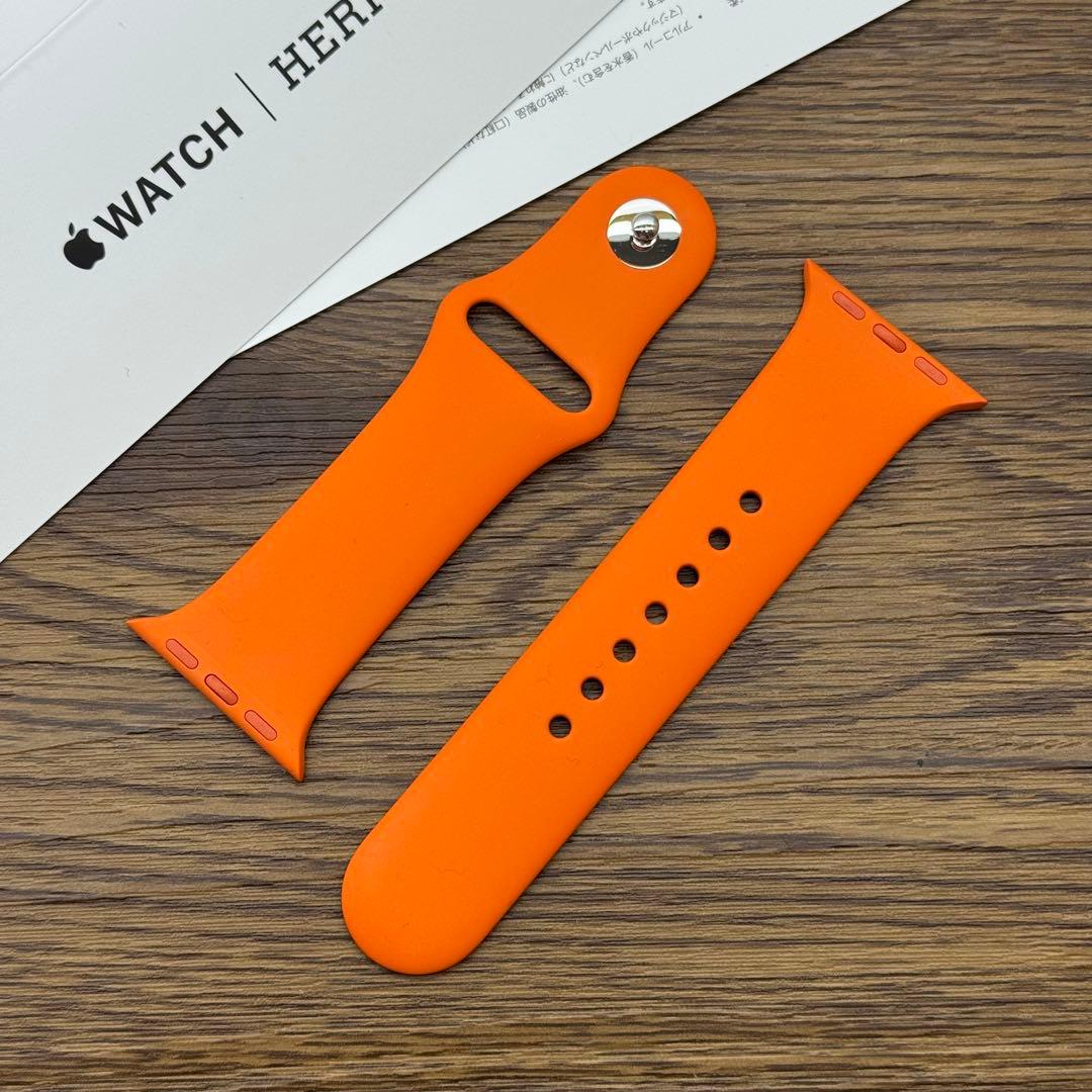 2487 Apple Watch エルメス　オレンジ　スポーツ　バンド　シリコン