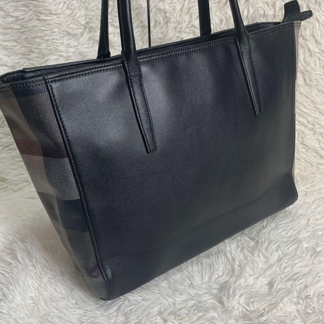 ブラックレーベルクレストブリッジ ノバチェック トートバッグ レザー