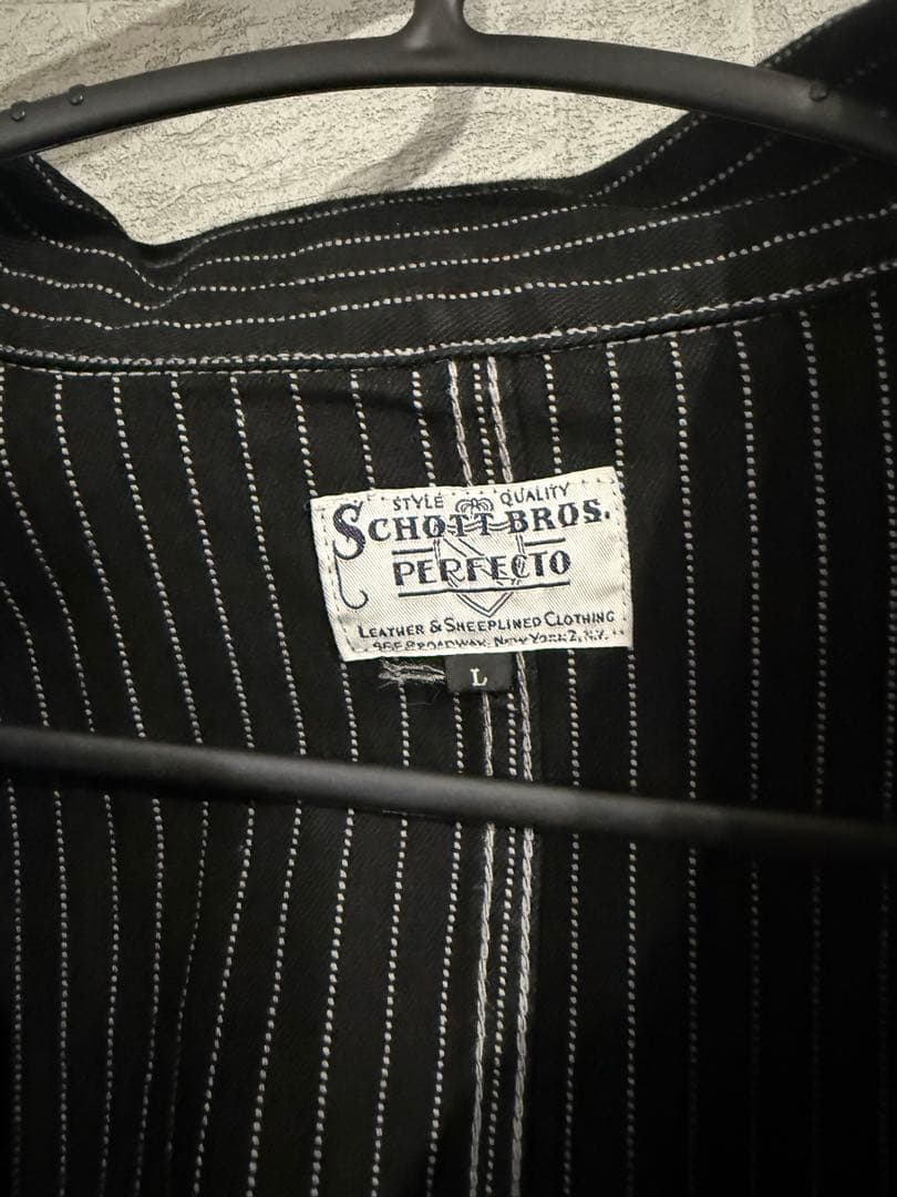 Schott Bros. Perfecto ブラックストライプジャケット L