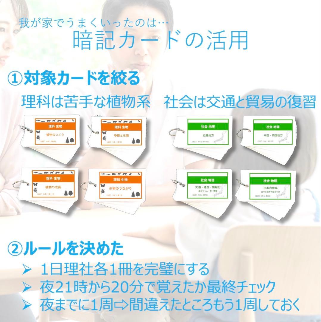 中学受験 暗記カード【5年下 理社国11-14回】 予習シリーズ 組み分け対策