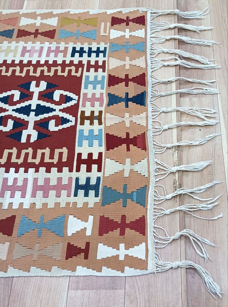 Y2860-2 トルコ キリム 手織り ウール ラグ マット 170×100㎝