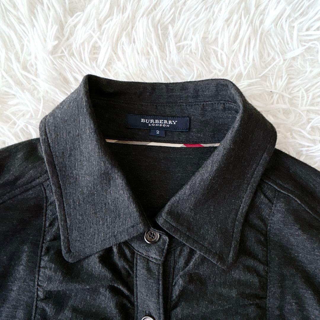BURBERRY LONDON フリル ストレッチ 長袖 シャツ M