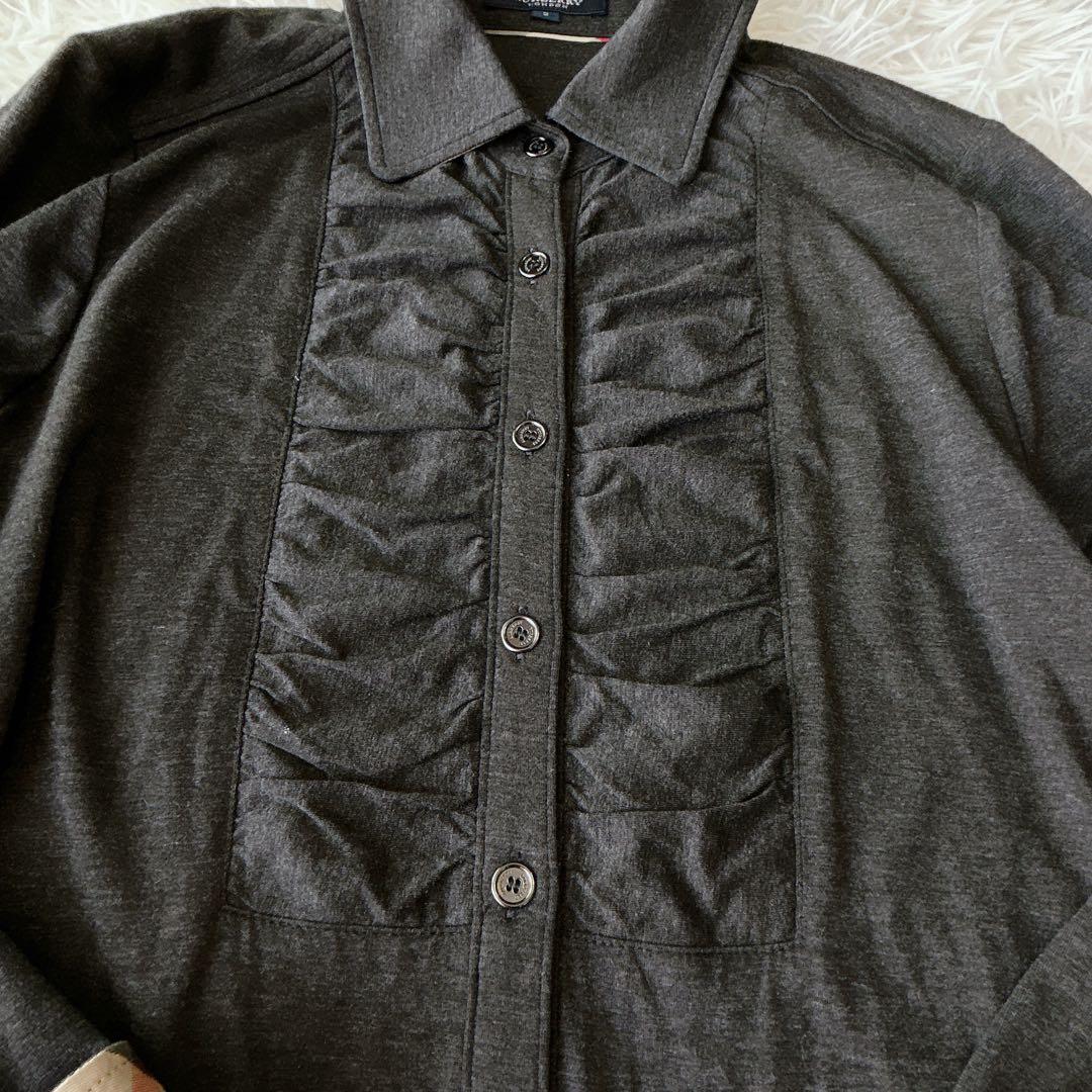 BURBERRY LONDON フリル ストレッチ 長袖 シャツ M