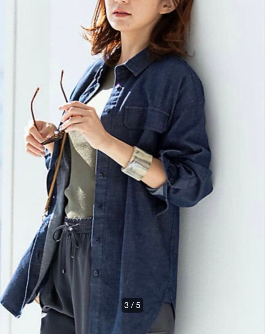 23区　大きいサイズ 48 CLASSY掲載　ライトオンス デニムシャツ　春