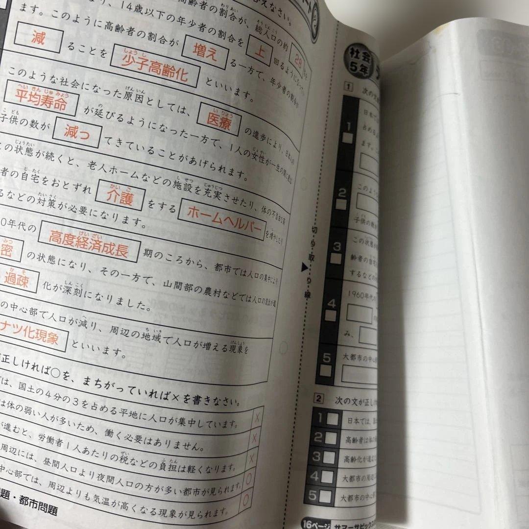 ⑳や　サピックス　SAPIX 5年　社会　夏期講習　サマーサピックス