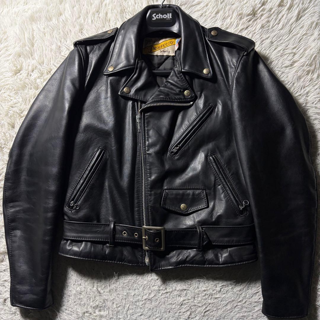 【米国製】schott ライダースジャケット 618 本革　ブラック 38