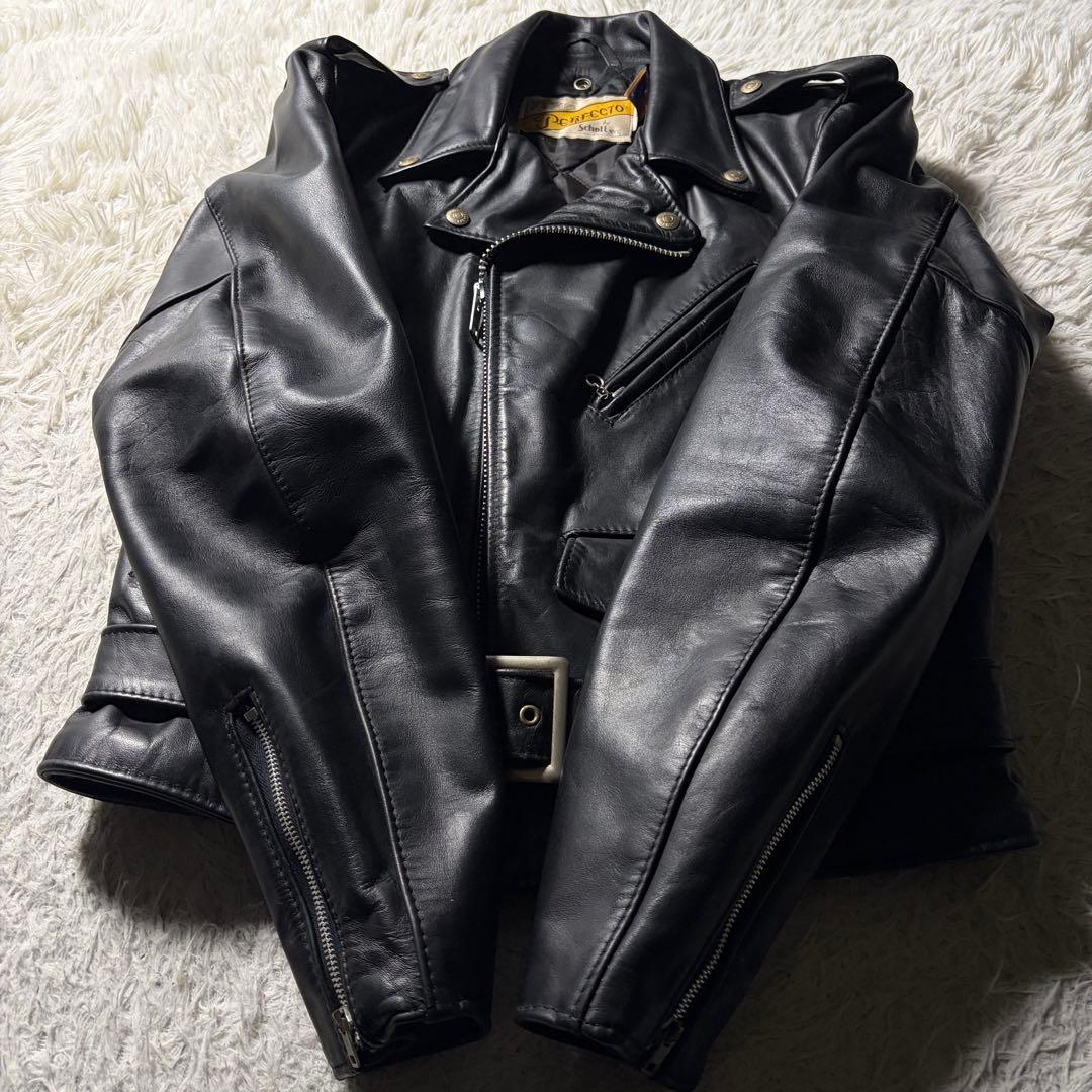 【米国製】schott ライダースジャケット 618 本革　ブラック 38