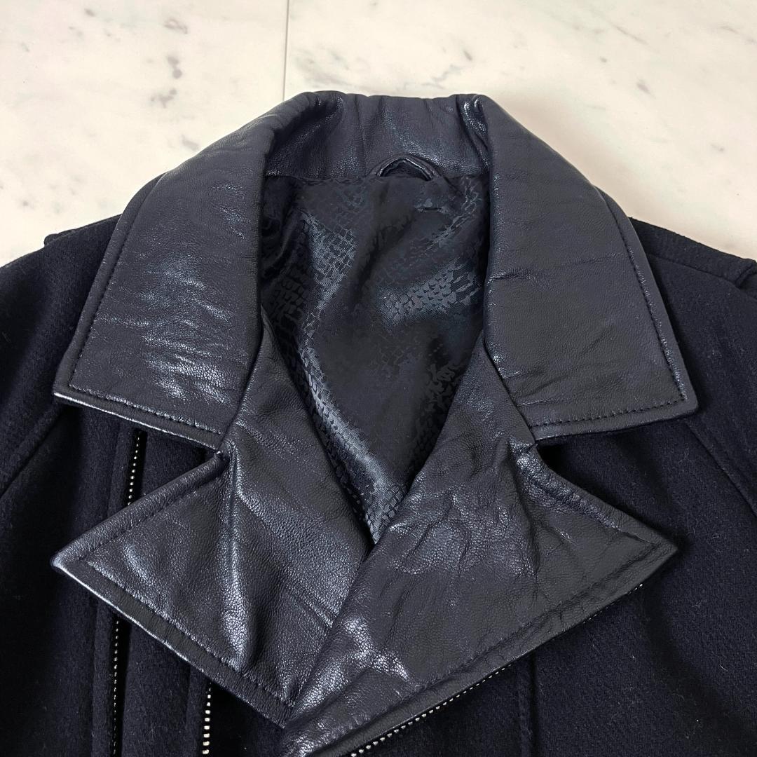 SHELLAC メルトン × ゴートレザー 山羊革 ドッキング ダブルライダース