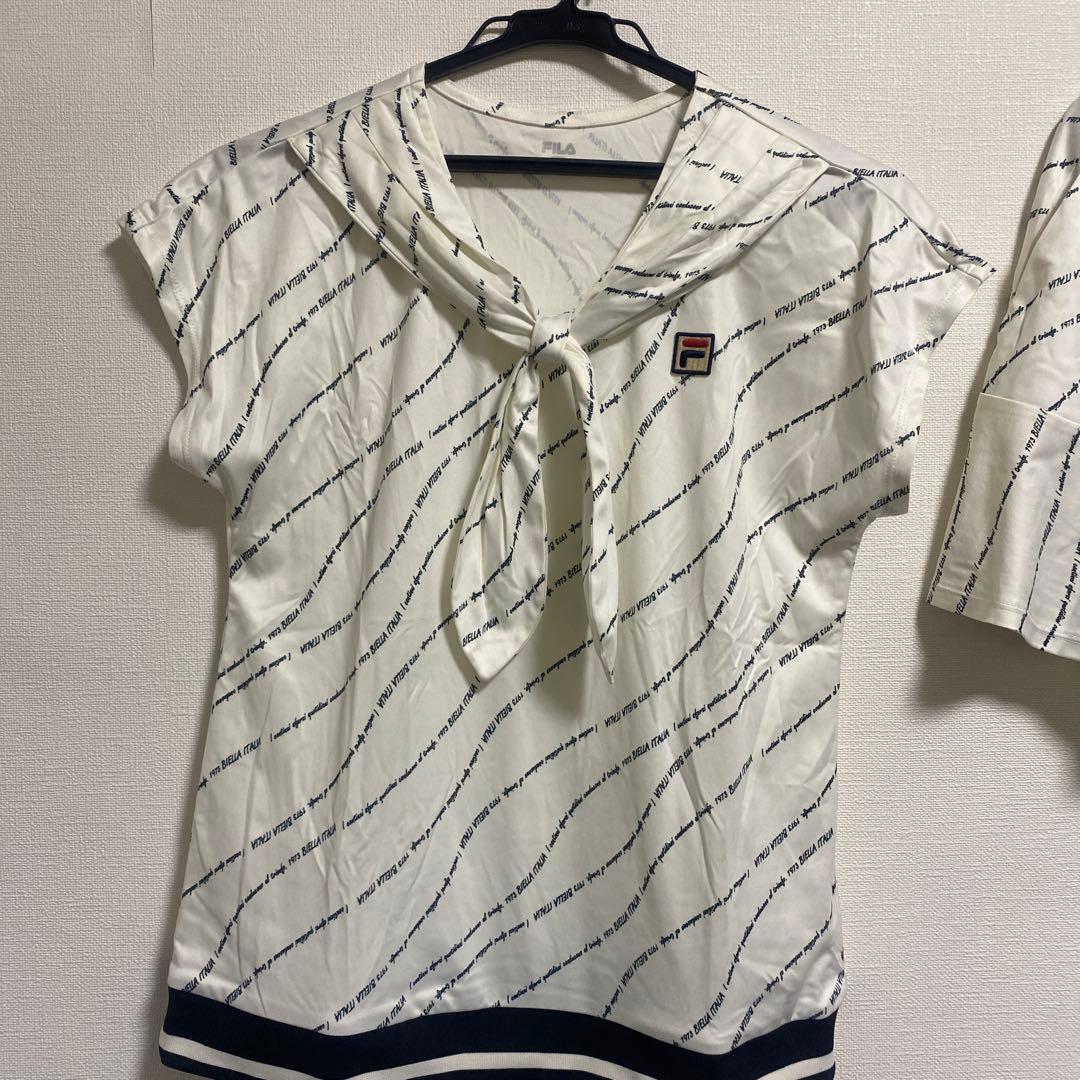FILA 上下セット　テニス　スコート　L ホワイト　レディース　白　柄　フィラ