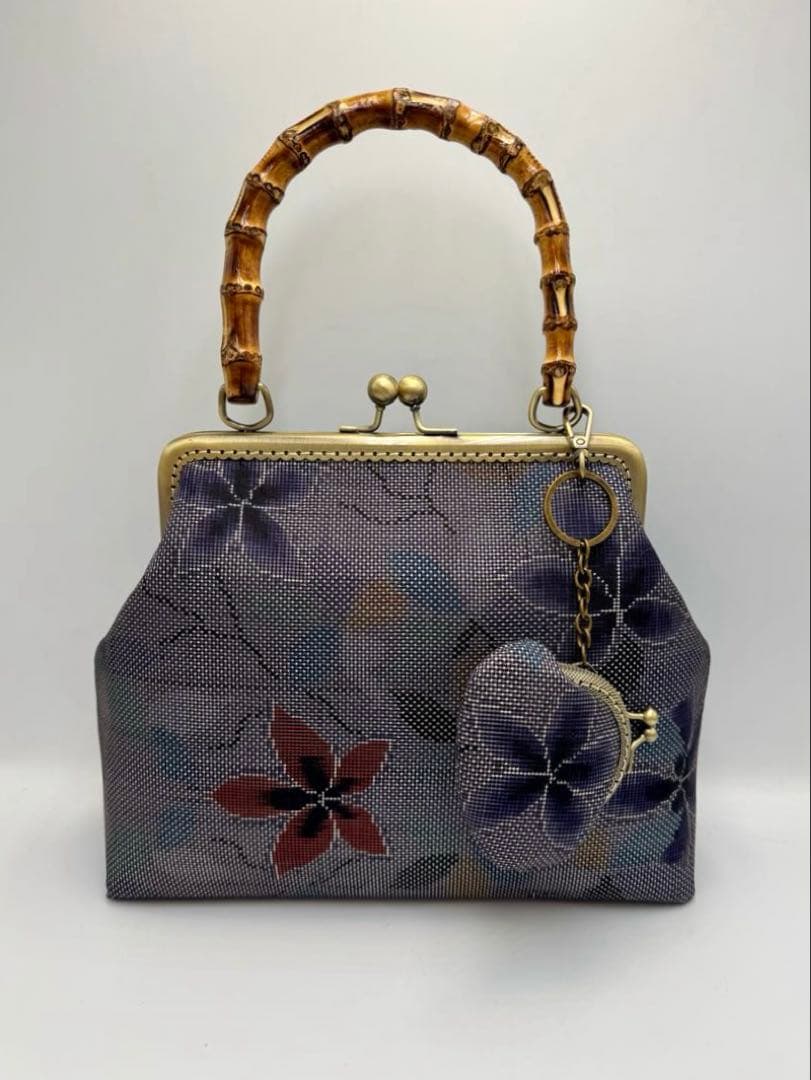 【ハンドメイド】 大島紬 着物リメイク　ハンド バッグ2点セット #565