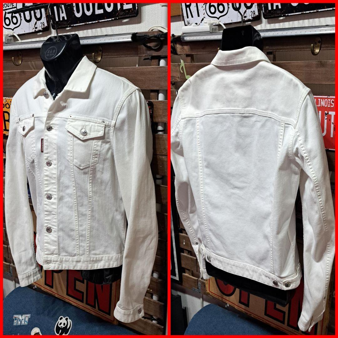 Dsquared2　ストレッチ　2nd ホワイトデニムジャケット　Gジャン　48