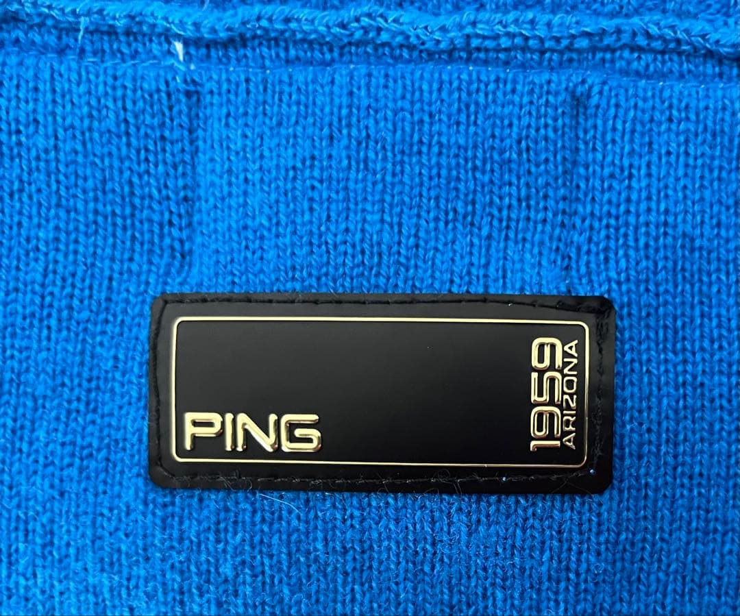 新品 PING ピン カシミヤ100％ 長袖 ニット セーター ブルー Lサイズ