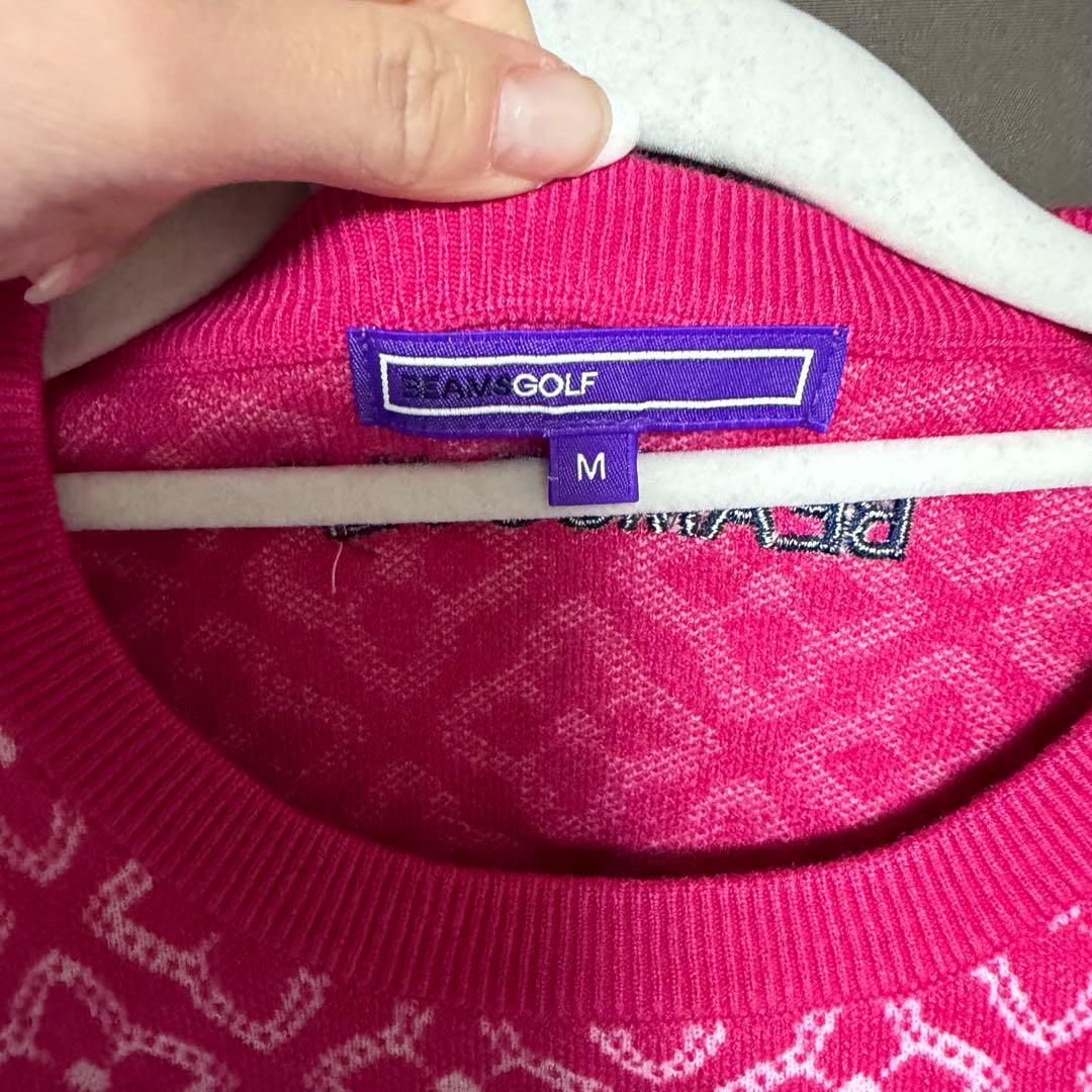 BEAMS GOLF ピンク クルーネックセーター