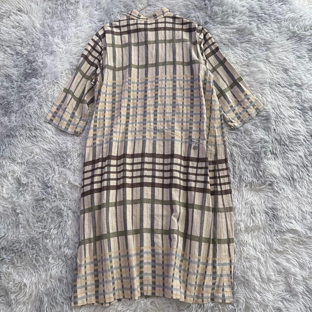 コットンハウス アヤ チェック柄 ワンピース リネン ゆったり M 美品