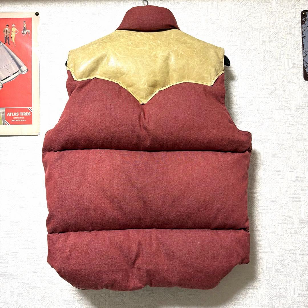 ク*ラ様 定番　ロッキーマウンテン　ダウンベスト　レッド　40ヨークレザー　ナイ