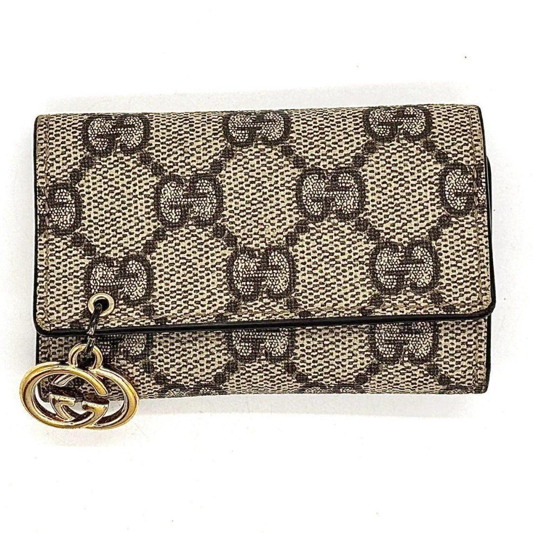 GUCCI グッチ GGスプリーム キーケース 6連 レザー PVC ピンク