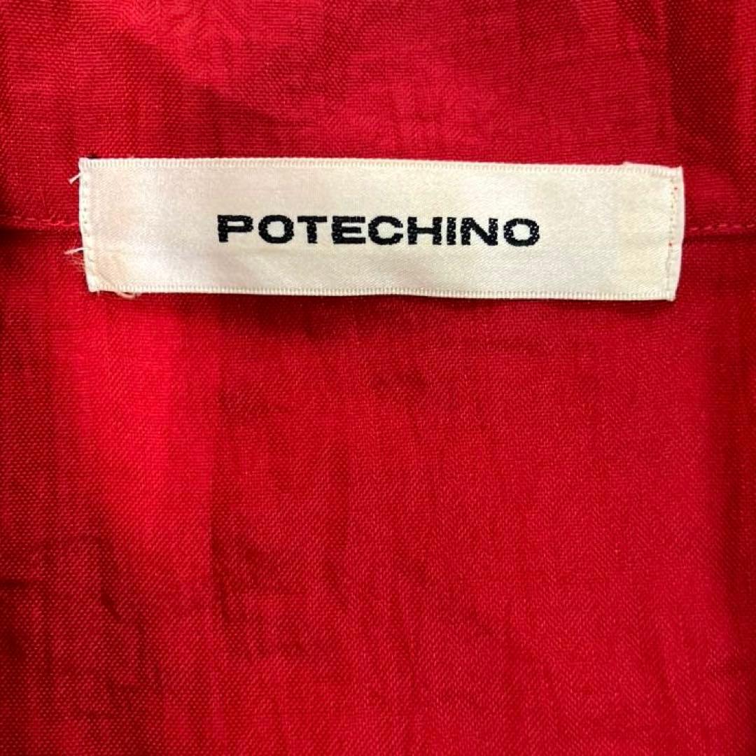 POTECHINO ポテチーノ　ロングシャツコート　お花のモチーフ　赤　さえら