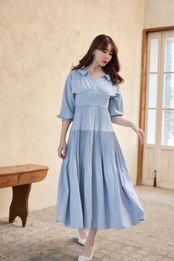 【未使用】Herlipto Pleated Open Shirt Dress