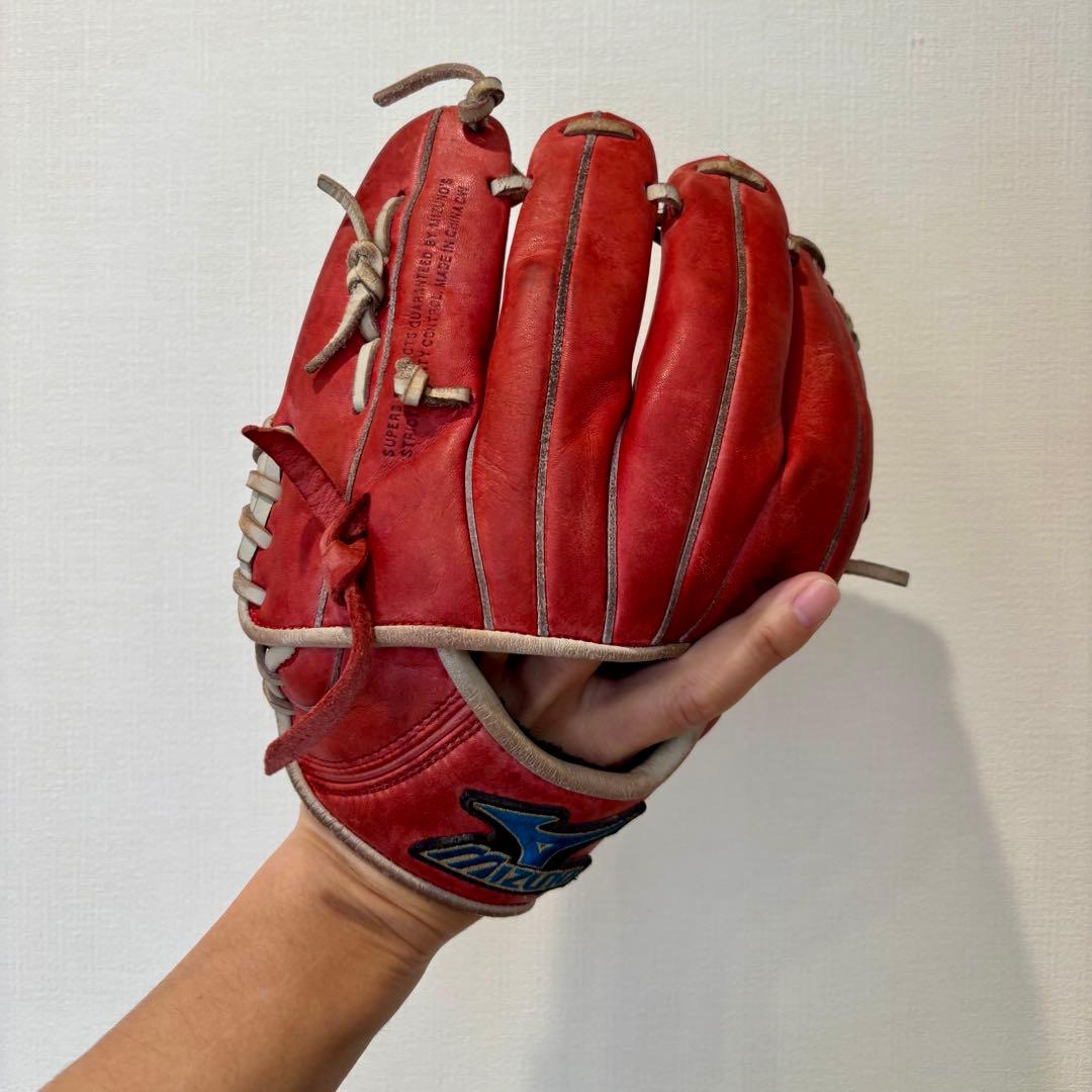 ミズノ グローブ 軟式 少年 型抜群Mizuno buw leagueレッド