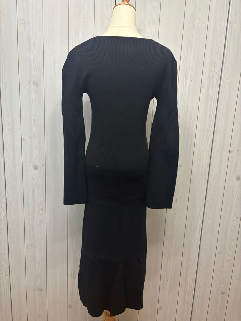 Ameri Vintage ブラックニットロングワンピース