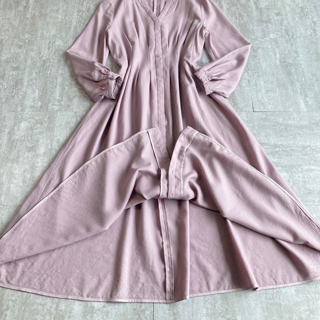定価4万⭐️美品　ANAYI ロングワンピース　くすみピンク　フレア　M ウール