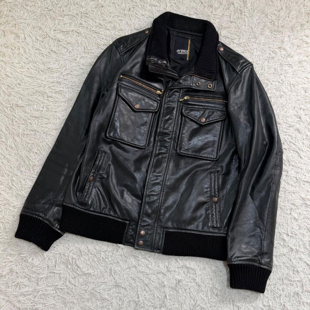 16961✨アヴィレックス XL ホースハイド ミリタリー レザージャケット