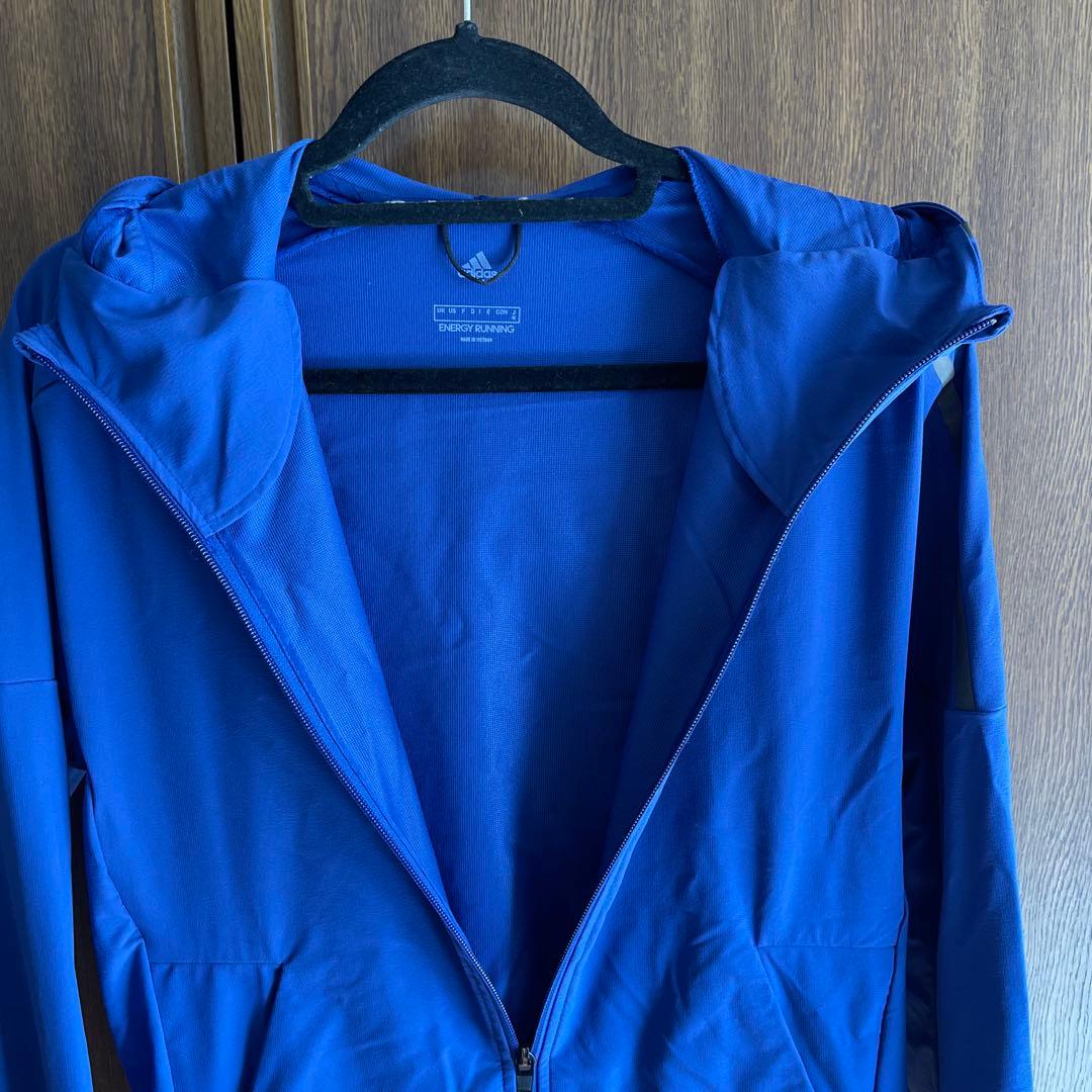 adidas フード付き ジャケット 青