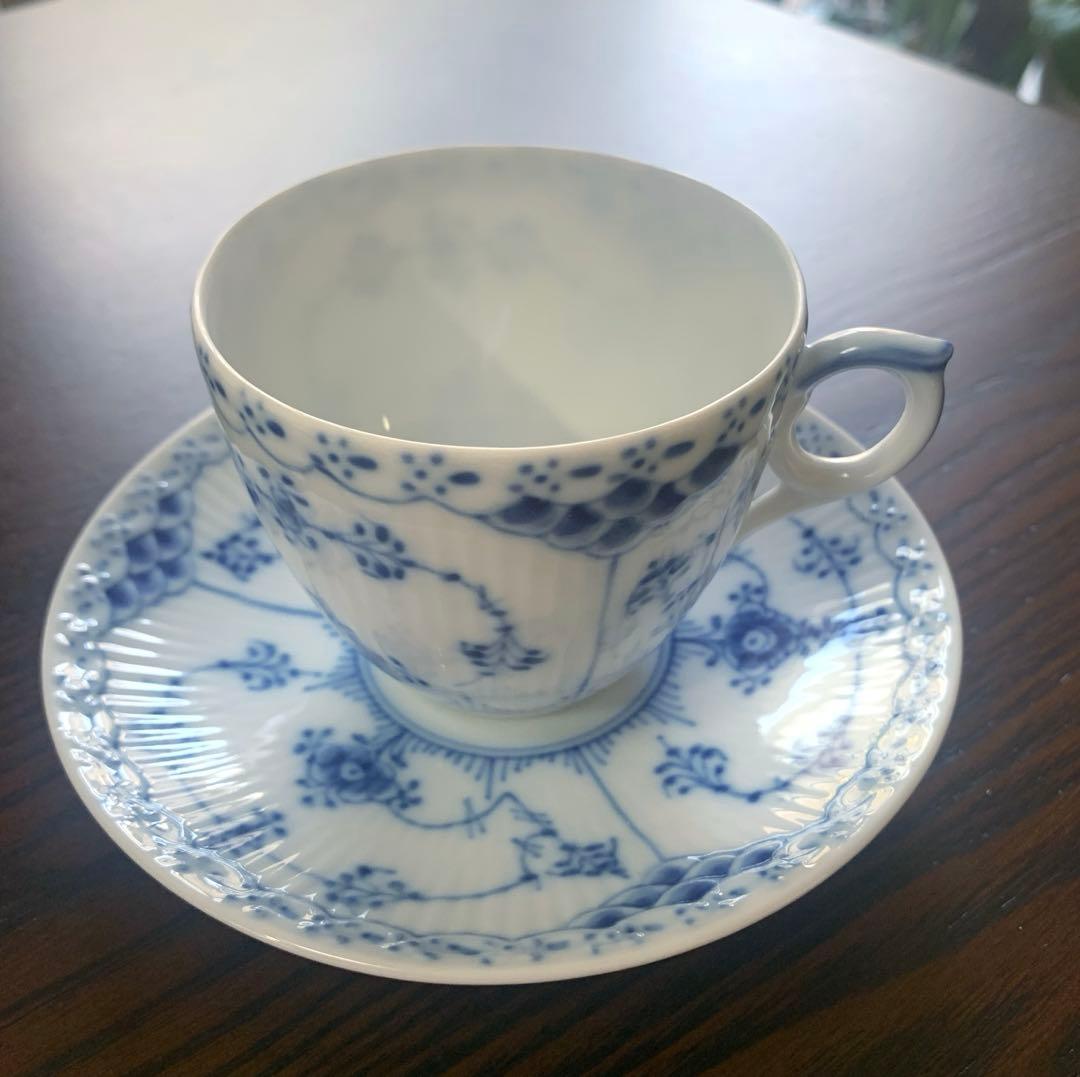 美品✨ロイヤルコペンハーゲン ハーフレース コーヒーカップ＆ソーサー1客