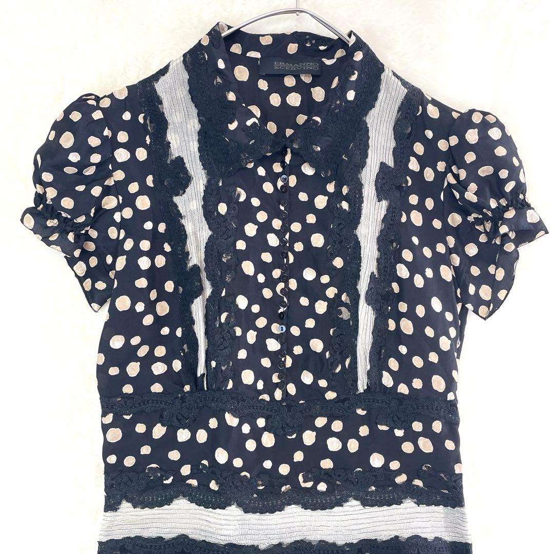 ERMANNO SCERVINO シルクドット ワンピ レース イタリア製 40