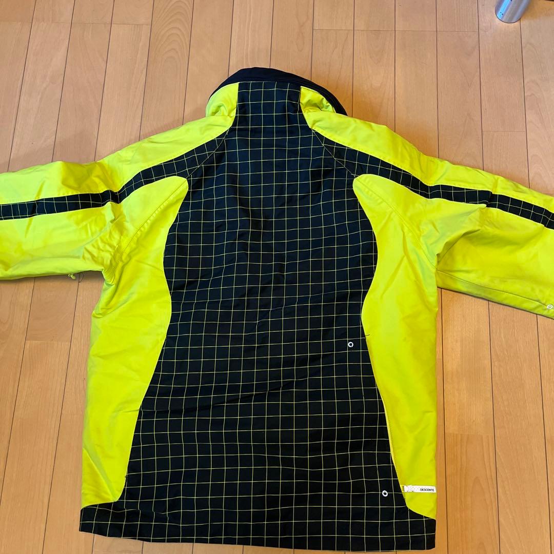 DESCENTE スキーウェア チェック柄 イエロー/ブラック
