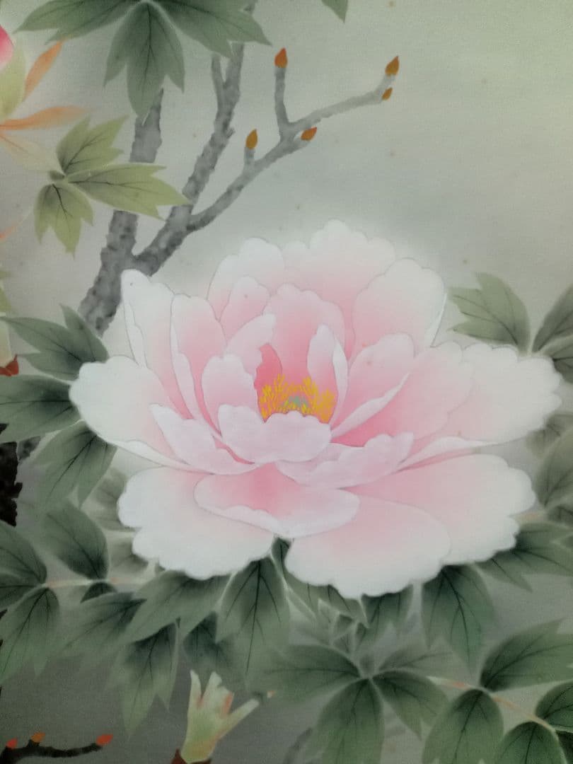 村上朝山　富貴花　牡丹　掛軸