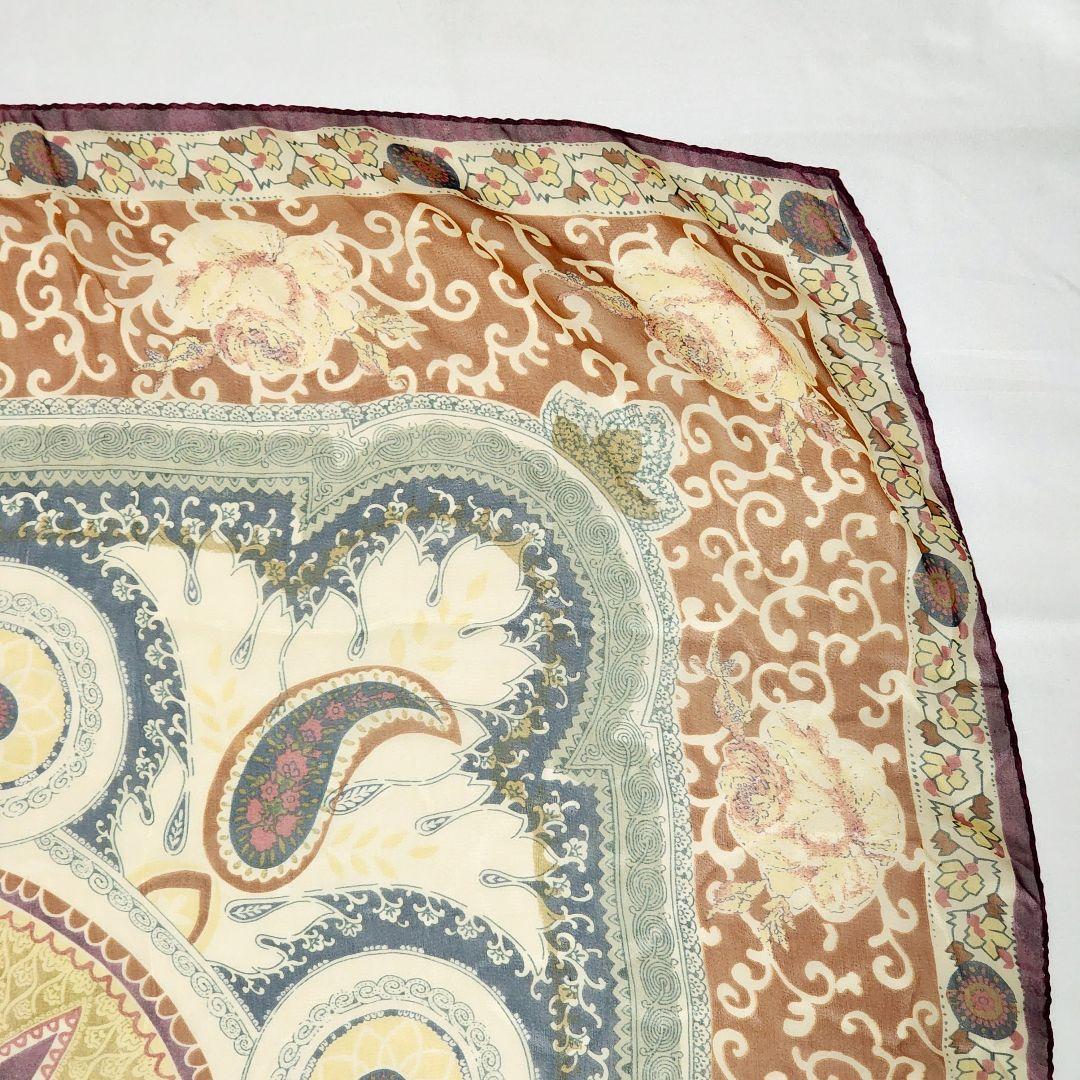 ETRO エトロ スカーフ 大判 シフォン ペイズリー柄 シルク パープル
