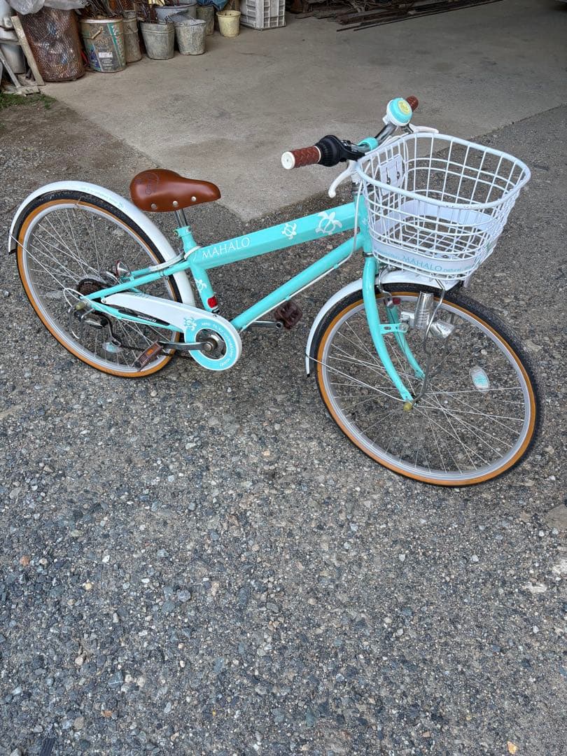 子供用自転車 ミントグリーン カゴ付き