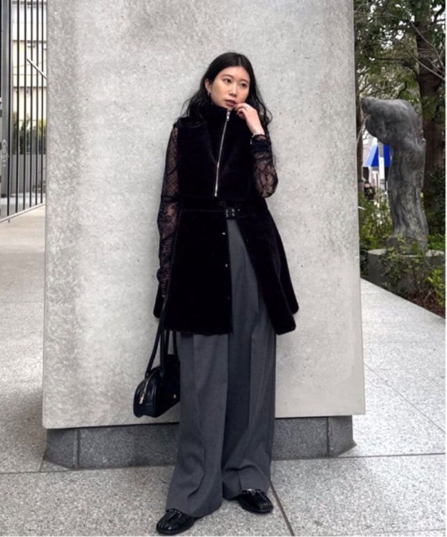 トップス Ameri BOA V NECK REVERSIBLE PEPLUM VEST