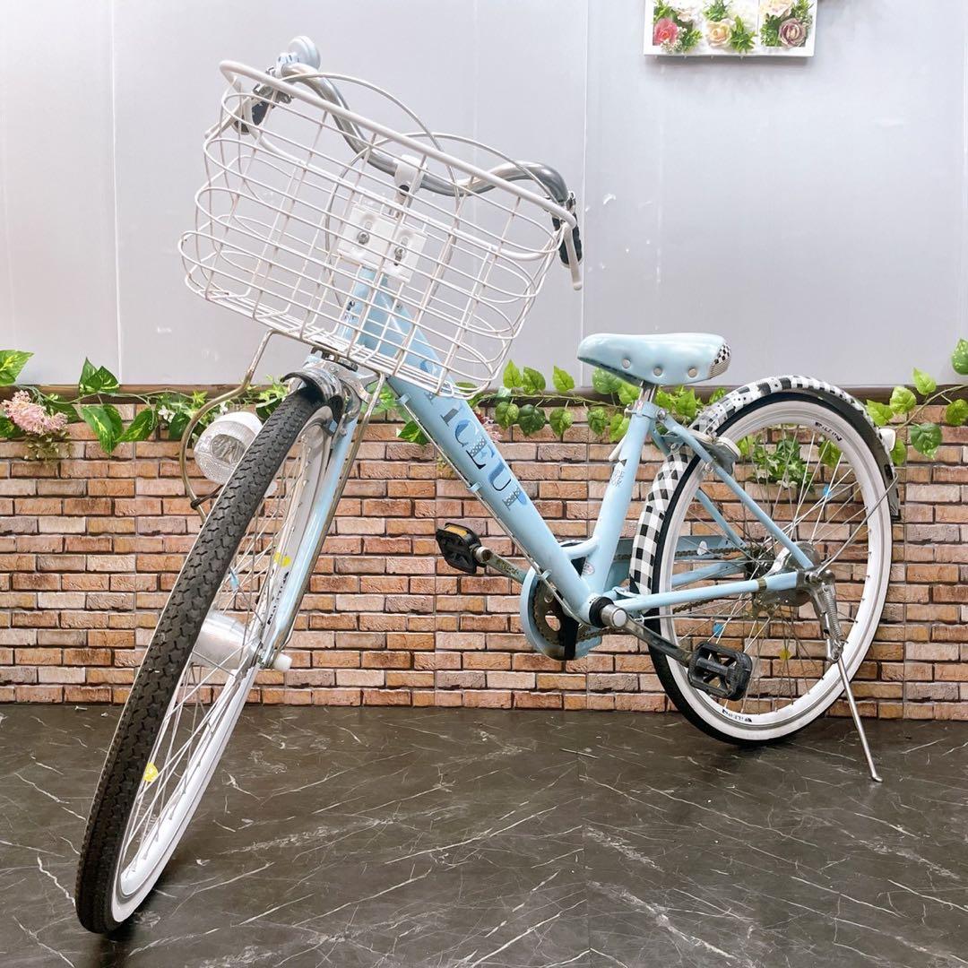 マグロ様【22】子供用自転車 子供車 SPICEUP 水色 24インチ シングル