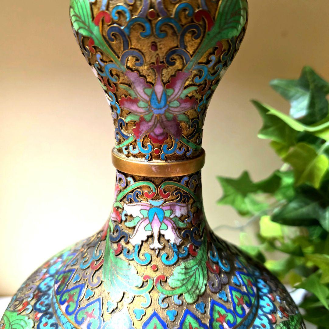 中国美術 骨董 景泰藍 七宝焼 飾瓶 花瓶 壺