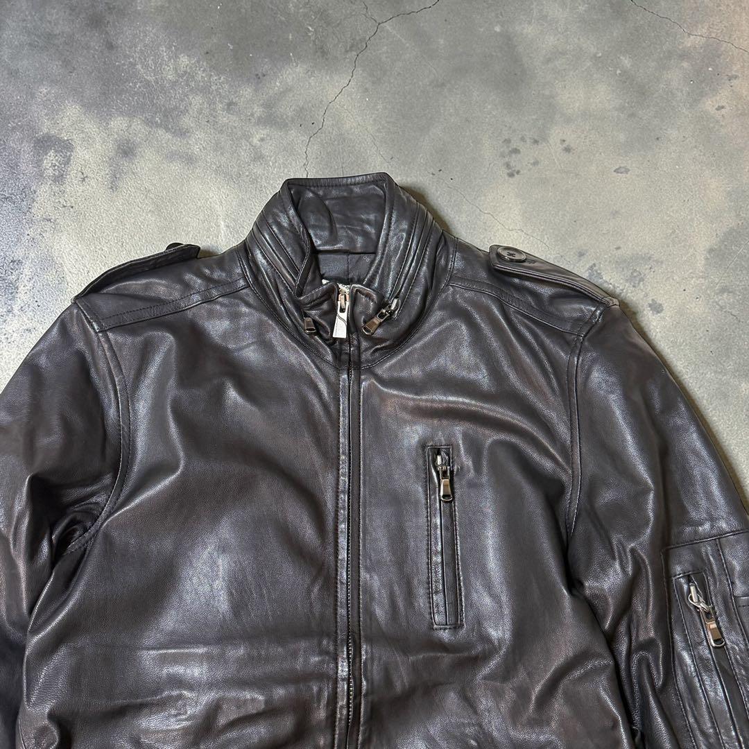 ジャケット・アウター darkwear double zip leather jacket opium