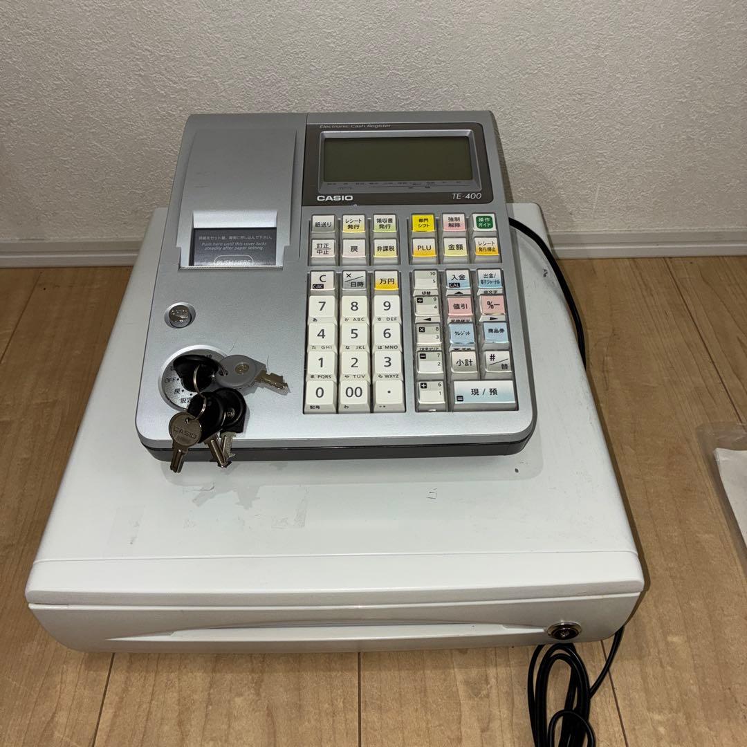 カシオ　レジスター　TE-400 動作ok カギ複数付属！