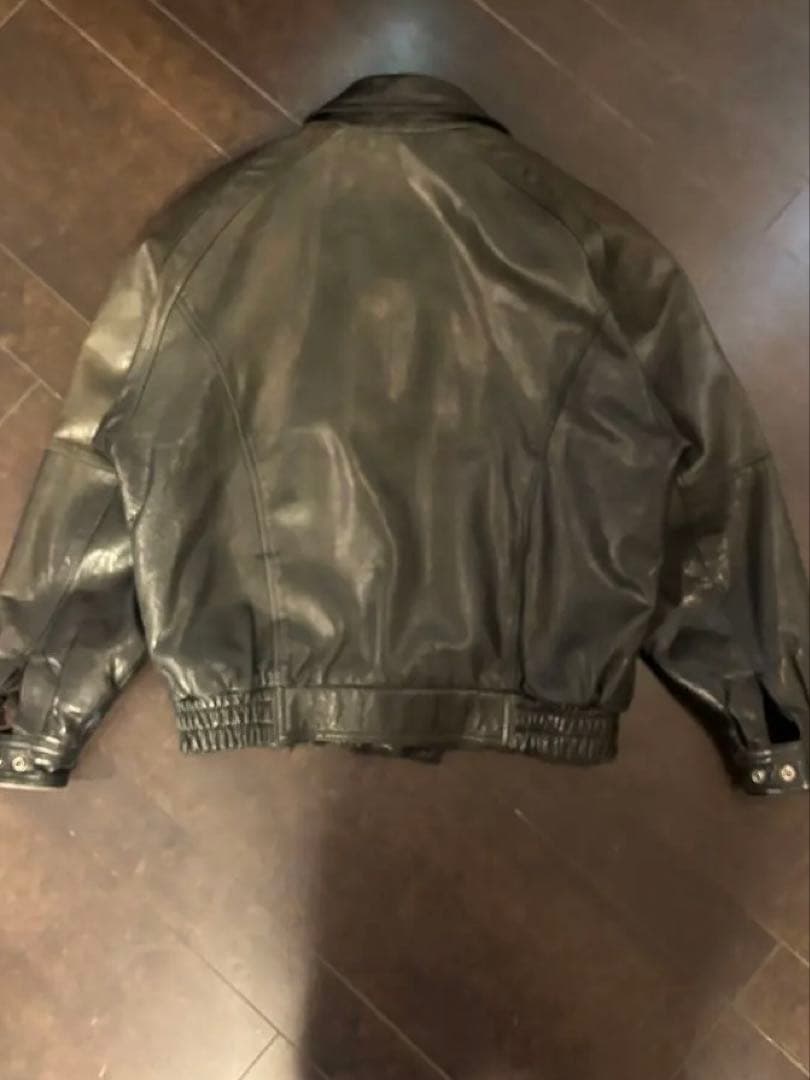 ブラックレザージャケット vintage　短丈　古着　牛革　モード