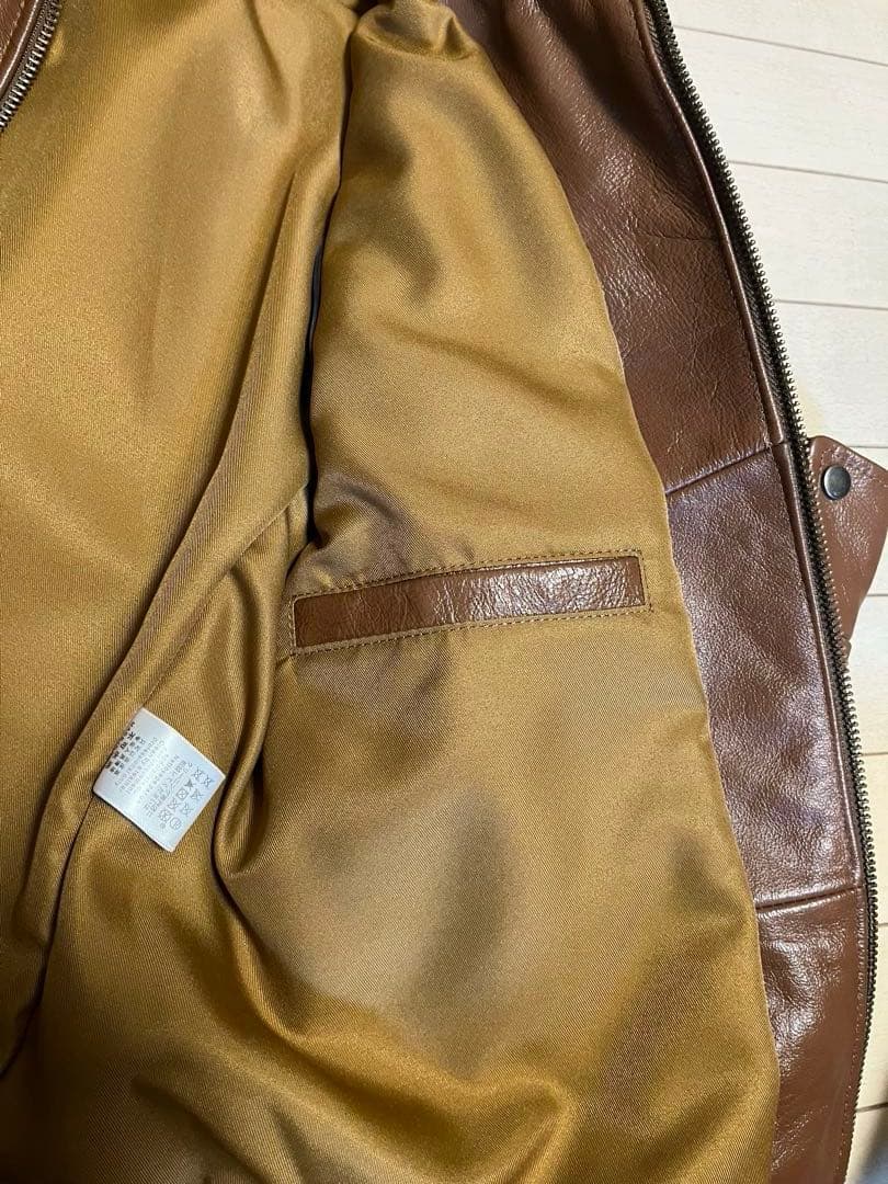 新品 ブラウン シングルライダースジャケット