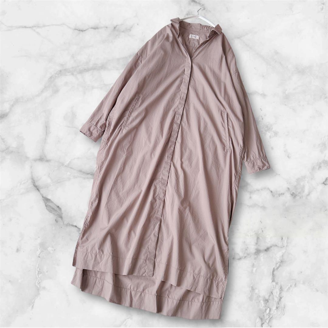 美品✨イエナ　コットン　シルク　ロング　シャツワンピース　比翼ボタン　スキッパー