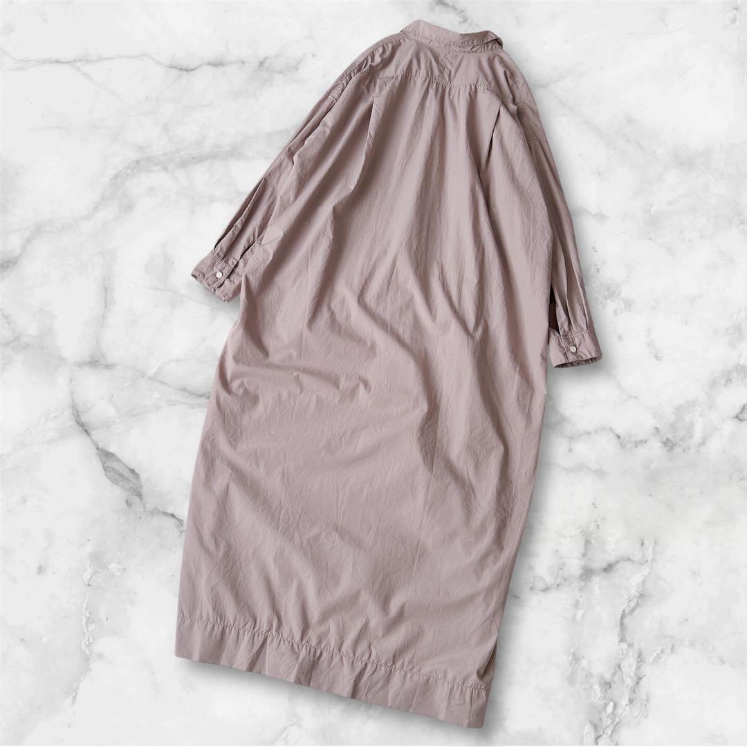 美品✨イエナ　コットン　シルク　ロング　シャツワンピース　比翼ボタン　スキッパー