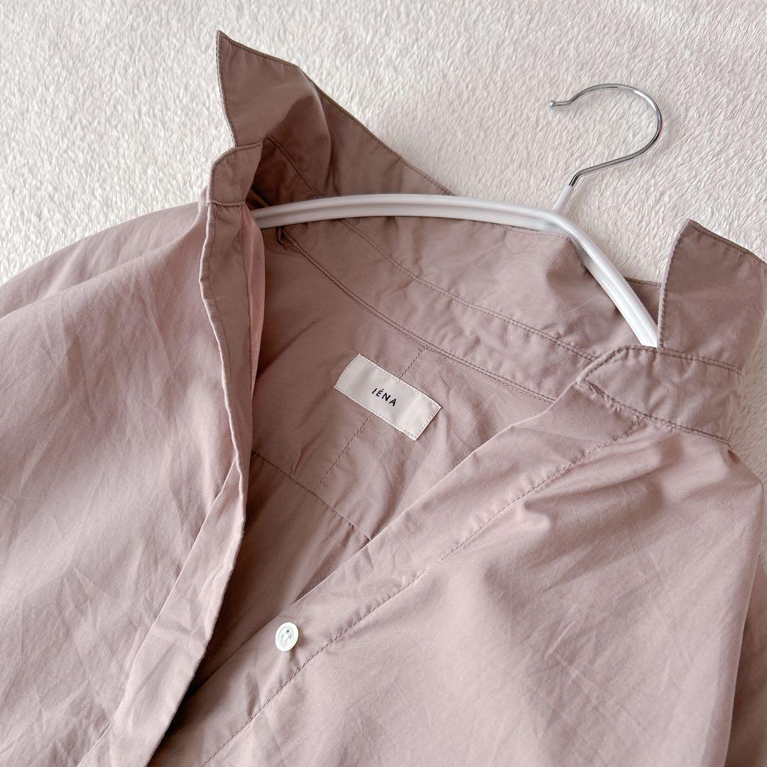 美品✨イエナ　コットン　シルク　ロング　シャツワンピース　比翼ボタン　スキッパー