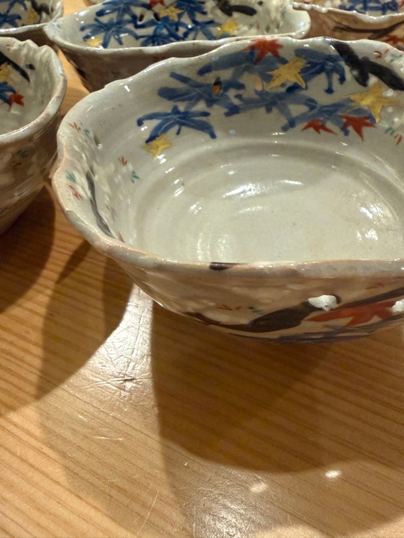 紅葉デザイン　桜デザイン　 陶器ボウル　7個セット　雲錦