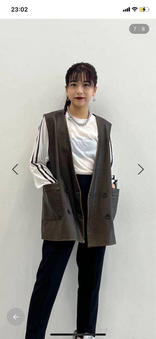 【 新品未使用 希少商品 】 JEANASIS Vレザーベスト　ブラウン
