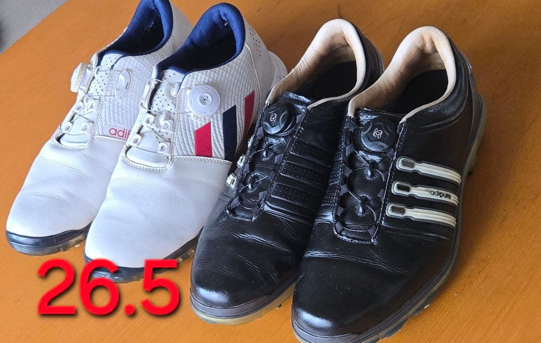 adidas 26.5ダイヤル式ホワイト& ブラック2足セット